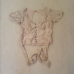 Anthropologie Lace Crop Top in Beige